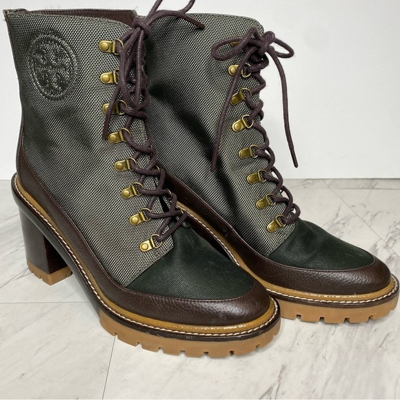 Tory Burch Miller Lug Sole Heeled Lace Up Boot 11M - Picture 9 of 14